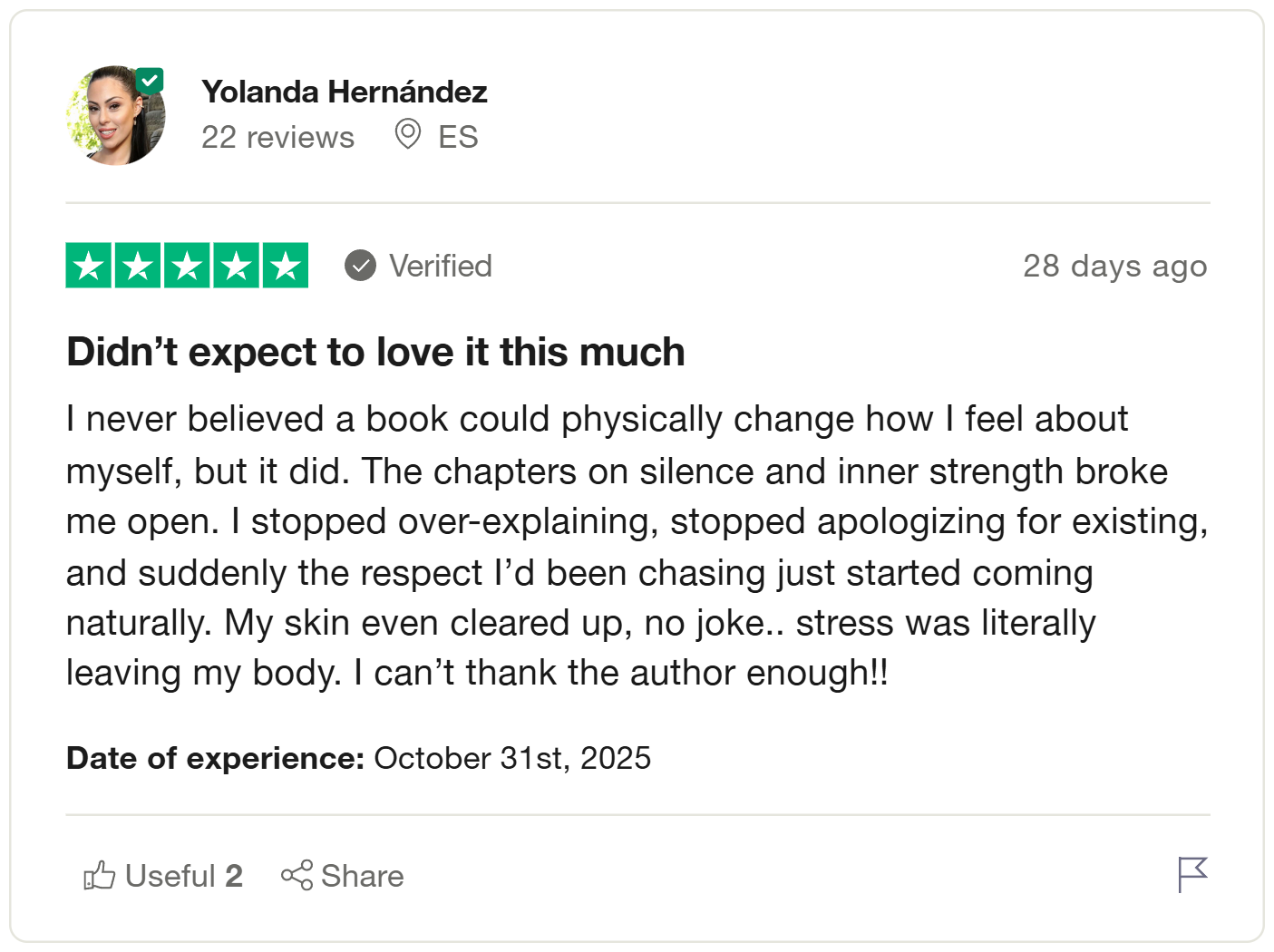 Product review on a platform with a star rating and author information.